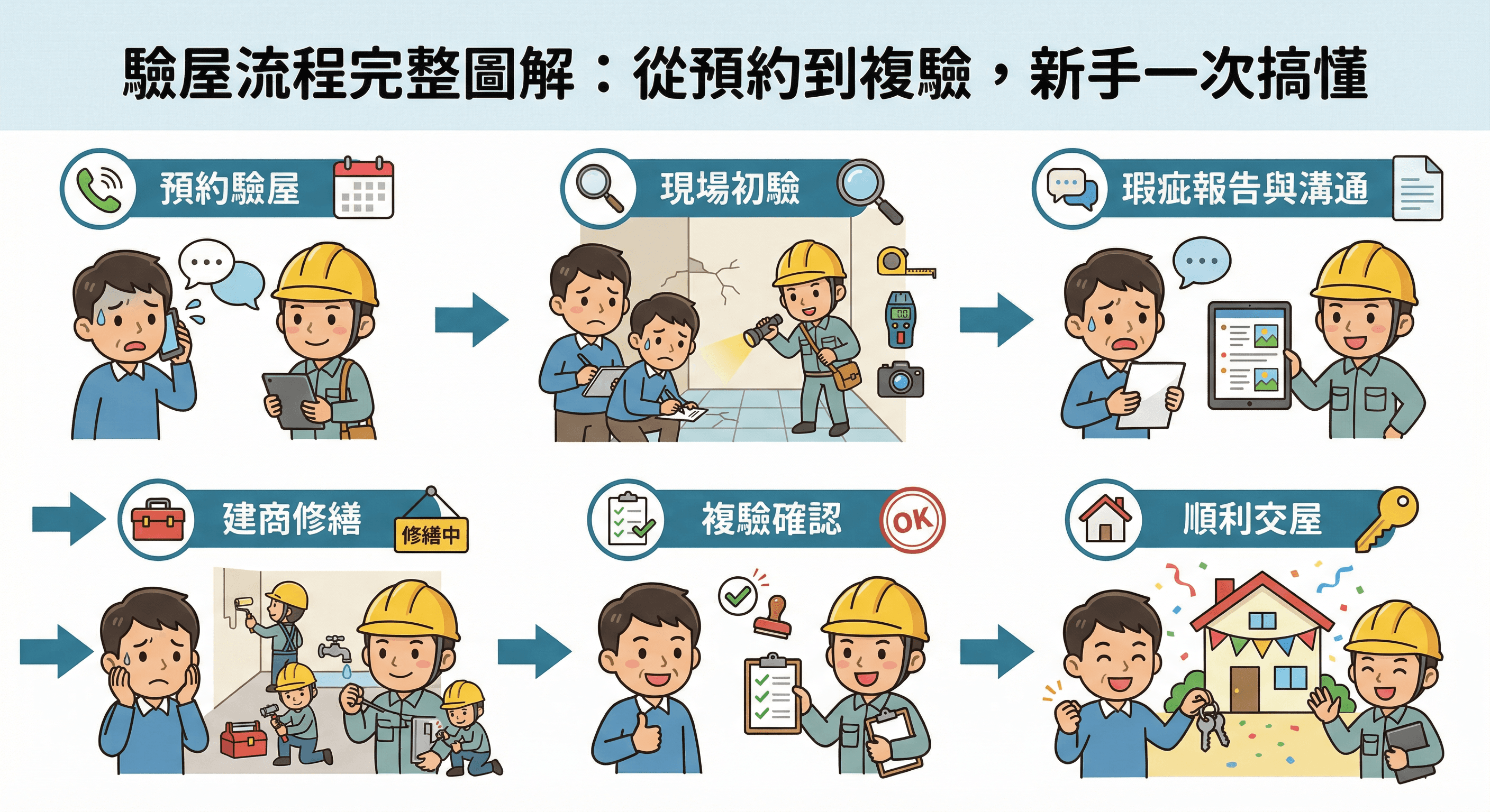 驗屋流程完整圖解:從預約到複驗,新手一次搞懂