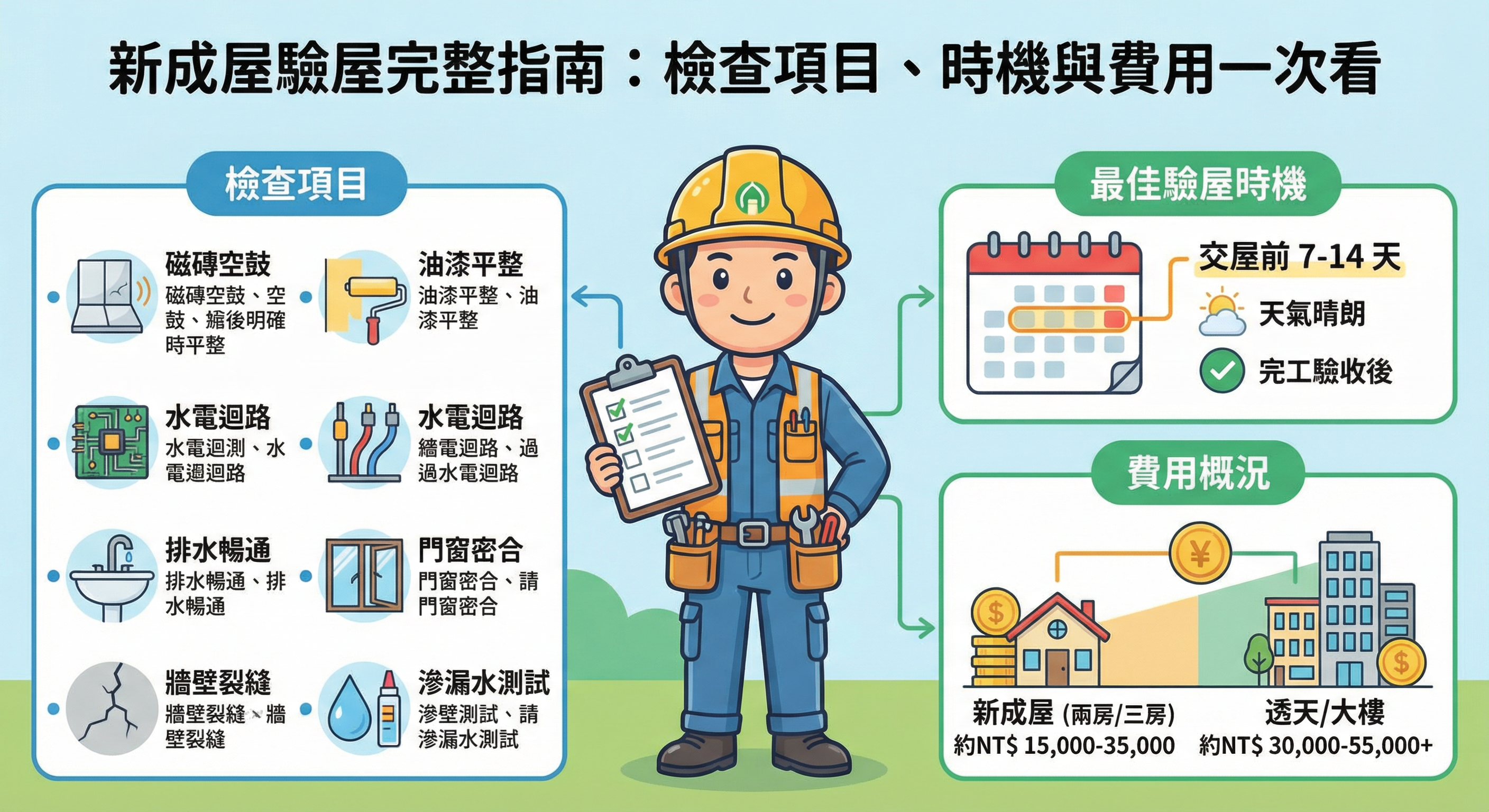 新成屋驗屋完整指南：檢查項目、時機與費用一次看